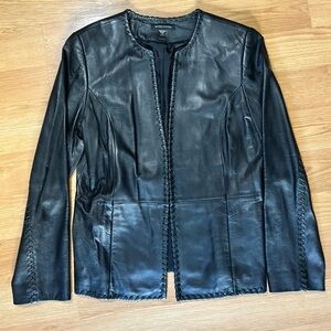 Valerie Stevens Black Leather Jacket with Stitch Detail